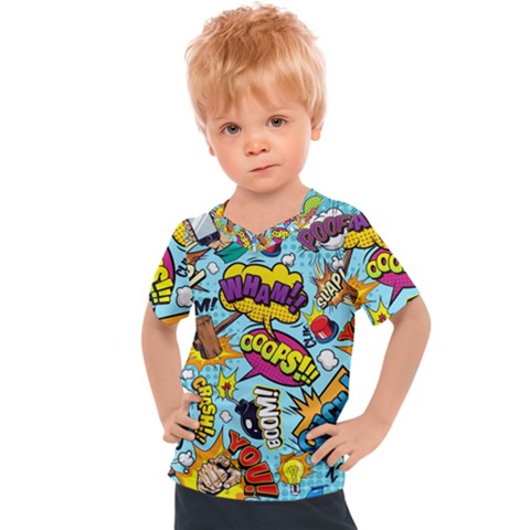 Comic Elements Colorful Seamless Pattern Kids  Sports T-shirt by Hannah976