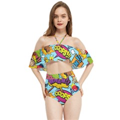 Comic Elements Colorful Seamless Pattern Halter Flowy Bikini Set  by Hannah976