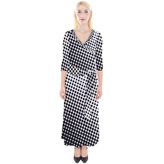 Background-wallpaper-texture-lines Dot Dots Black White Quarter Sleeve Wrap Maxi Dress by Hannah976