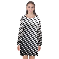 Background-wallpaper-texture-lines Dot Dots Black White Long Sleeve Chiffon Shift Dress  by Hannah976