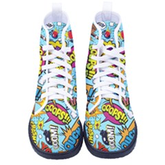 Comic Elements Colorful Seamless Pattern Men s High-top Canvas Sneakers by Hannah976