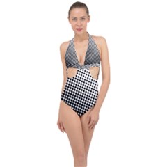 Background-wallpaper-texture-lines Dot Dots Black White Halter Front Plunge Swimsuit by Hannah976