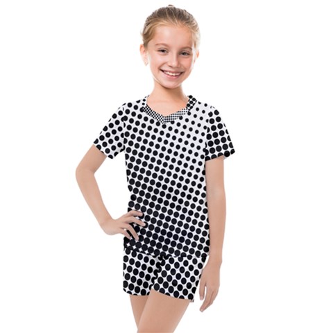 Background-wallpaper-texture-lines Dot Dots Black White Kids  Mesh T-shirt And Shorts Set by Hannah976