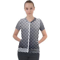 Background-wallpaper-texture-lines Dot Dots Black White Short Sleeve Zip Up Jacket by Hannah976