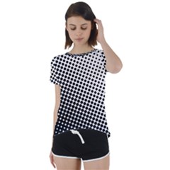 Background-wallpaper-texture-lines Dot Dots Black White Short Sleeve Open Back T-shirt by Hannah976