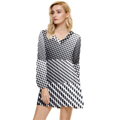 Background-wallpaper-texture-lines Dot Dots Black White Tiered Long Sleeve Mini Dress by Hannah976