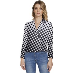 Background-wallpaper-texture-lines Dot Dots Black White Women s Long Sleeve Revers Collar Cropped Jacket by Hannah976