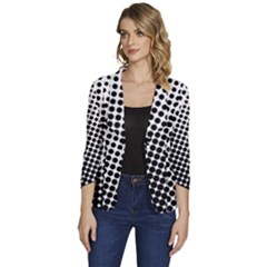 Background-wallpaper-texture-lines Dot Dots Black White Women s One-button 3/4 Sleeve Short Jacket by Hannah976