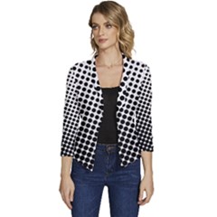 Background-wallpaper-texture-lines Dot Dots Black White Women s Casual 3/4 Sleeve Spring Jacket by Hannah976