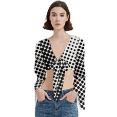 Background-wallpaper-texture-lines Dot Dots Black White Trumpet Sleeve Cropped Top