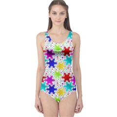 Snowflake Pattern Repeated One Piece Swimsuit by Hannah976