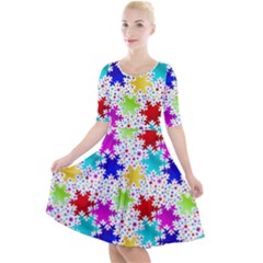 Snowflake Pattern Repeated Quarter Sleeve A-line Dress by Hannah976