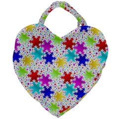 Snowflake Pattern Repeated Giant Heart Shaped Tote by Hannah976