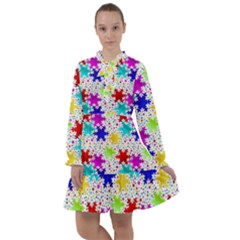 Snowflake Pattern Repeated All Frills Chiffon Dress by Hannah976