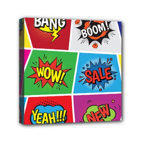 Pop Art Comic Vector Speech Cartoon Bubbles Popart Style With Humor Text Boom Bang Bubbling Expressi Mini Canvas 6  X 6  (stretched) by Hannah976