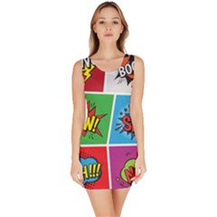 Pop Art Comic Vector Speech Cartoon Bubbles Popart Style With Humor Text Boom Bang Bubbling Expressi Bodycon Dress by Hannah976