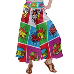 Pop Art Comic Vector Speech Cartoon Bubbles Popart Style With Humor Text Boom Bang Bubbling Expressi Women s Satin Palazzo Pants by Hannah976