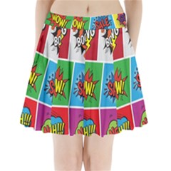 Pop Art Comic Vector Speech Cartoon Bubbles Popart Style With Humor Text Boom Bang Bubbling Expressi Pleated Mini Skirt by Hannah976