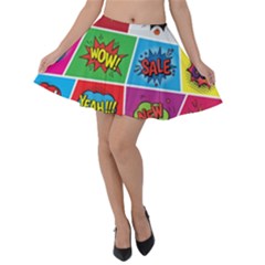 Pop Art Comic Vector Speech Cartoon Bubbles Popart Style With Humor Text Boom Bang Bubbling Expressi Velvet Skater Skirt