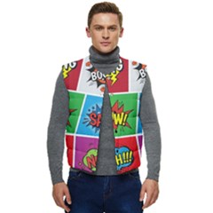 Pop Art Comic Vector Speech Cartoon Bubbles Popart Style With Humor Text Boom Bang Bubbling Expressi Men s Button Up Puffer Vest	 by Hannah976