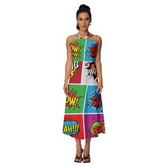 Pop Art Comic Vector Speech Cartoon Bubbles Popart Style With Humor Text Boom Bang Bubbling Expressi Sleeveless Cross Front Cocktail Midi Chiffon Dress by Hannah976