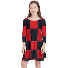 Black And Red Backgrounds- Kids  Quarter Sleeve Skater Dress by Hannah976