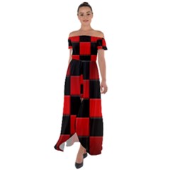 Black And Red Backgrounds- Off Shoulder Open Front Chiffon Dress by Hannah976