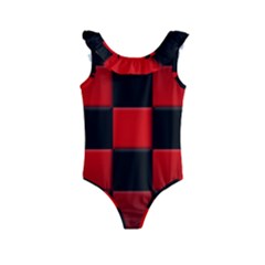 Black And Red Backgrounds- Kids  Frill Swimsuit by Hannah976