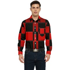 Black And Red Backgrounds- Men s Long Sleeve Pocket Shirt  by Hannah976