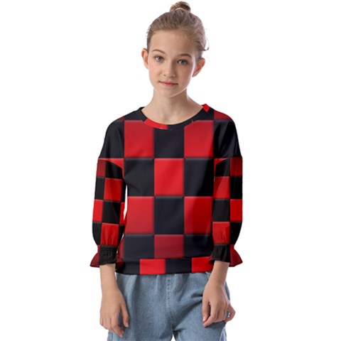 Black And Red Backgrounds- Kids  Cuff Sleeve Top by Hannah976