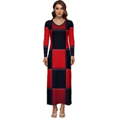 Black And Red Backgrounds- Long Sleeve Longline Maxi Dress by Hannah976