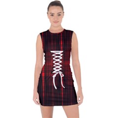 Black And Red Backgrounds Lace Up Front Bodycon Dress by Hannah976