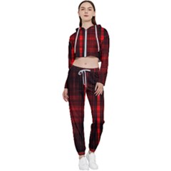 Black And Red Backgrounds Cropped Zip Up Lounge Set by Hannah976