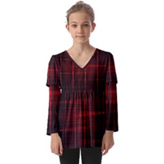 Black And Red Backgrounds Kids  V Neck Casual Top by Hannah976