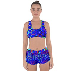 Blue Bee Hive Pattern Racerback Boyleg Bikini Set by Hannah976