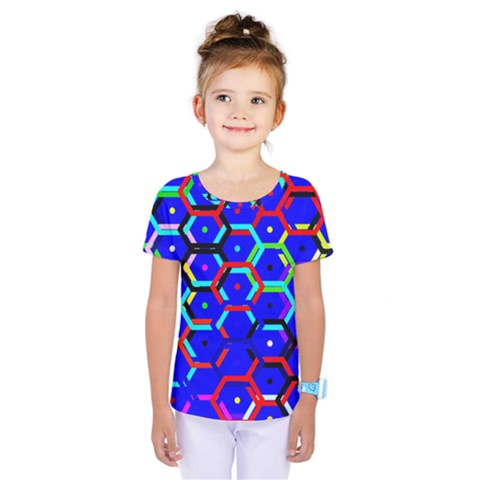 Blue Bee Hive Pattern Kids  One Piece T-shirt by Hannah976