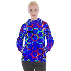 Blue Bee Hive Pattern Women s Hooded Pullover by Hannah976