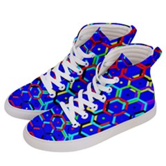 Blue Bee Hive Pattern Men s Hi-top Skate Sneakers by Hannah976