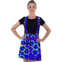 Blue Bee Hive Pattern Velvet Suspender Skater Skirt View1