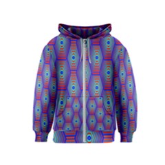 Red Blue Bee Hive Pattern Kids  Zipper Hoodie by Hannah976