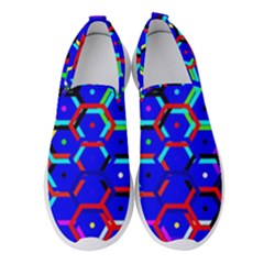 Blue Bee Hive Pattern Women s Slip On Sneakers by Hannah976