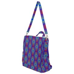 Red Blue Bee Hive Pattern Crossbody Backpack by Hannah976