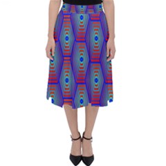 Red Blue Bee Hive Pattern Classic Midi Skirt by Hannah976