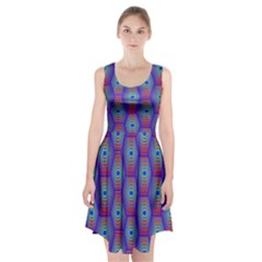 Red Blue Bee Hive Pattern Racerback Midi Dress by Hannah976