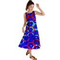 Blue Bee Hive Pattern Summer Maxi Dress View1