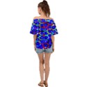 Blue Bee Hive Pattern Off Shoulder Short Sleeve Top View2