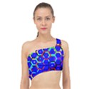 Blue Bee Hive Pattern Spliced Up Bikini Top  View1