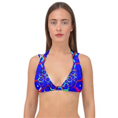 Blue Bee Hive Pattern Double Strap Halter Bikini Top by Hannah976