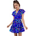 Blue Bee Hive Pattern Flutter Sleeve Wrap Dress View1