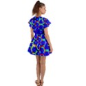 Blue Bee Hive Pattern Flutter Sleeve Wrap Dress View2